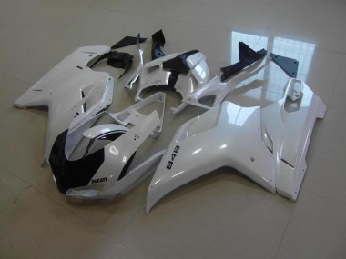 Carénage Ducati 848 1098 1198 07-14 - Blanc Nacré Noir Bande