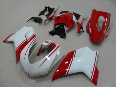 Carénage Ducati 848 1098 1198 07-14 - Blanc et Rouge Courses Version