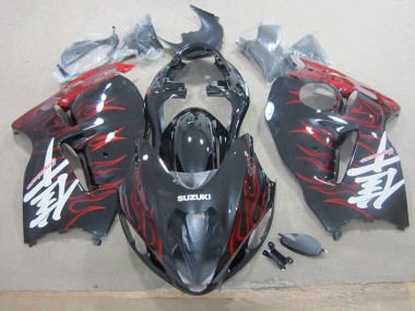 Carrosserie GSXR 1300 Hayabusa 96-07 - Noir Rouge Flamme